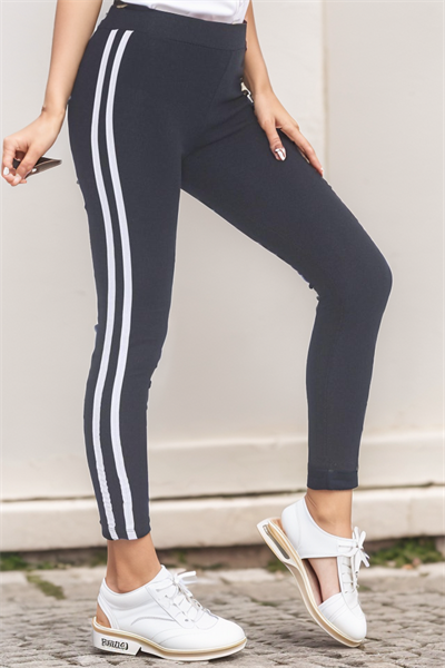 Çift Şeritli Tayt Lacivertbeyaz