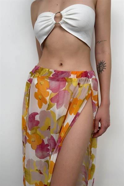 Çift Yırtmaçlı Desenli Pareo