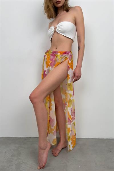 Çift Yırtmaçlı Desenli Pareo