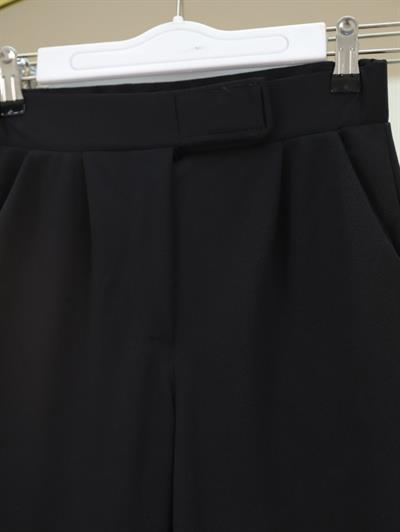 Cırtlı Fermuarlı Palazzo Pantolon -Siyah