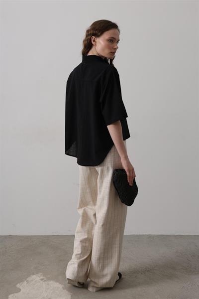 Çizgi Detaylı Pantolon - Natür