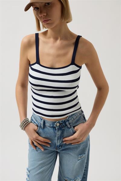Çizgili Askılı Bluz