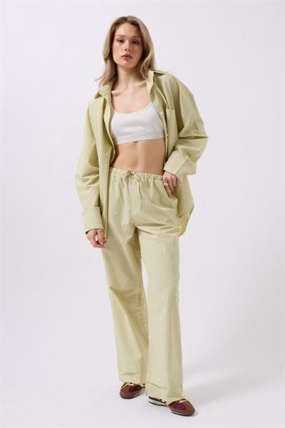 Çizgili Bel Lastikli Pantolon
