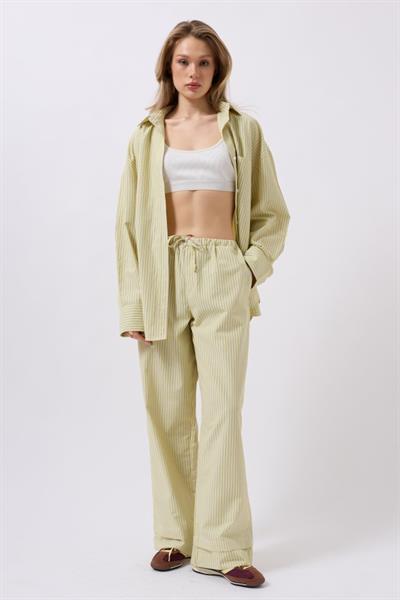 Çizgili Bel Lastikli Pantolon