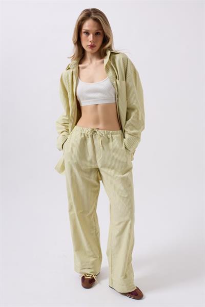Çizgili Bel Lastikli Pantolon