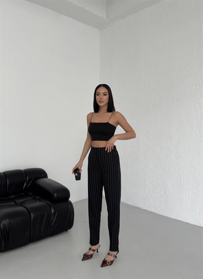 Çi̇zgi̇li̇ Bel Lasti̇kli̇ Pantolon