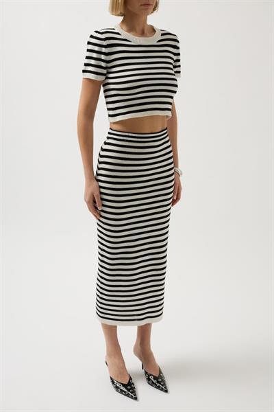 Çizgili Bisiklet Yaka Crop