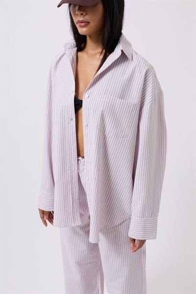 Çizgili Cep Detay Gömlek