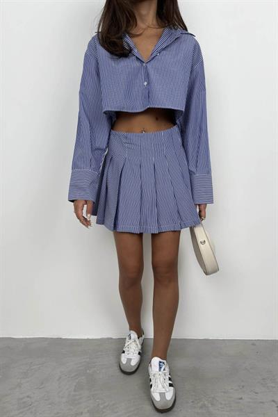 Çizgili Crop Gömlek