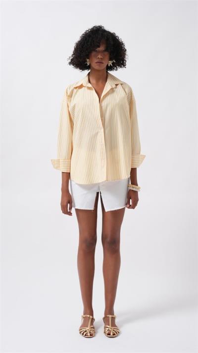 Çizgili Detay Oversize Gömlek