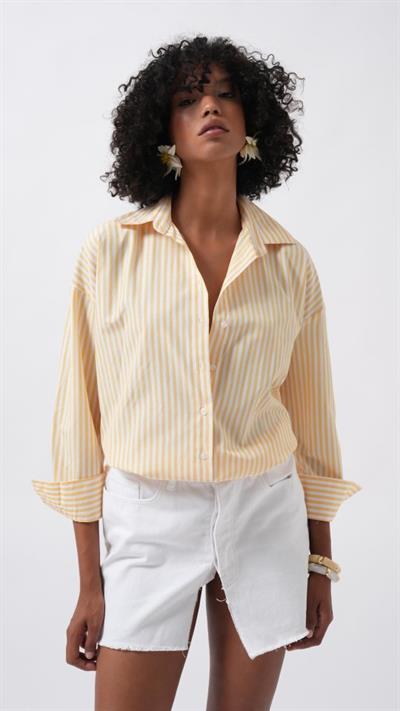 Çizgili Detay Oversize Gömlek