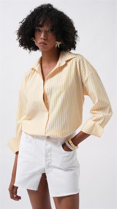 Çizgili Detay Oversize Gömlek