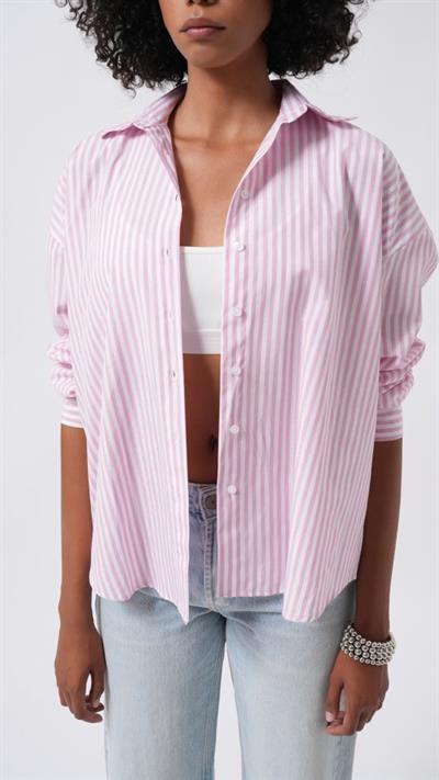 Çizgili Detay Oversize Gömlek