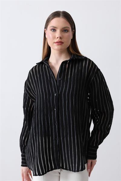 Çizgili Gömlek - Siyah