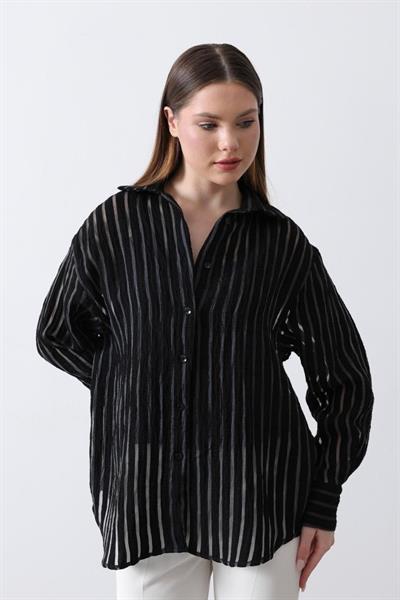 Çizgili Gömlek - Siyah