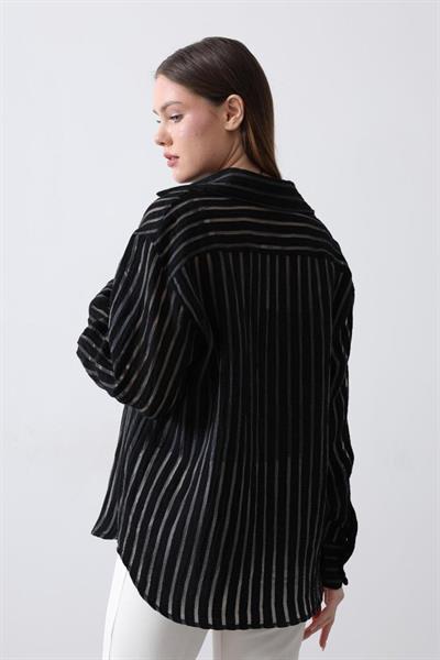 Çizgili Gömlek - Siyah