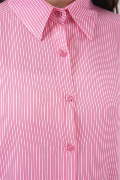 Çizgili Oversize Gömlek 20295 - Pembe