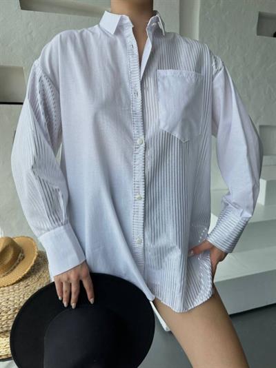 Çizgili Oversize Gömlek
