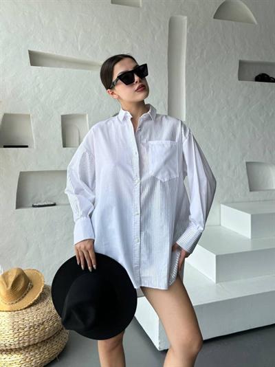 Çizgili Oversize Gömlek