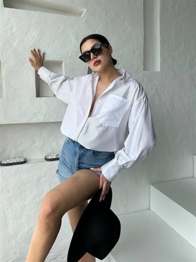 Çizgili Oversize Gömlek