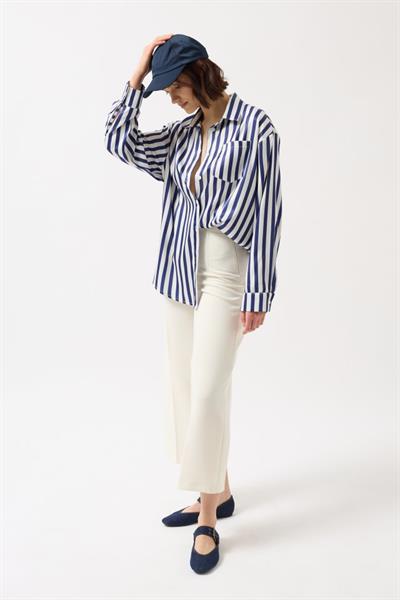 Çizgili Saten Gömlek