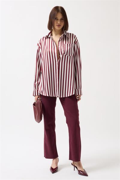 Çizgili Saten Gömlek