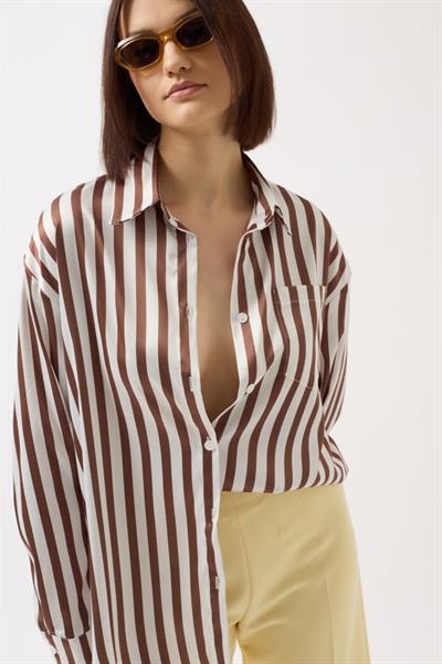 Çizgili Saten Gömlek