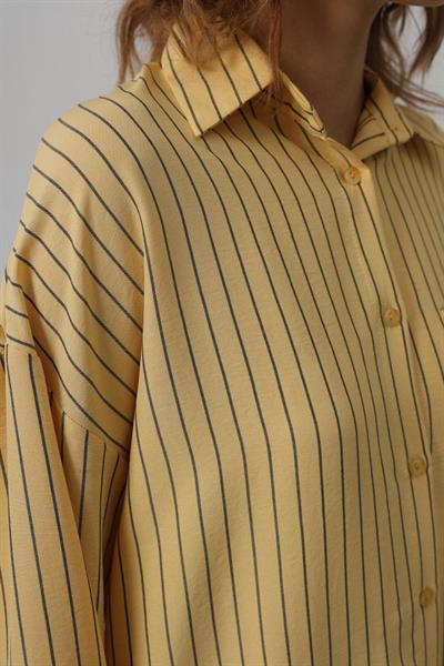 Çizgili Tek Cep Gömlek - Sarı