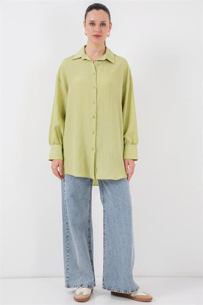 Çizgili Uzun Gömlek Tunik 5963 - E.Yeşil
