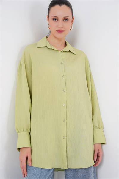 Çizgili Uzun Gömlek Tunik 5963 - E.Yeşil