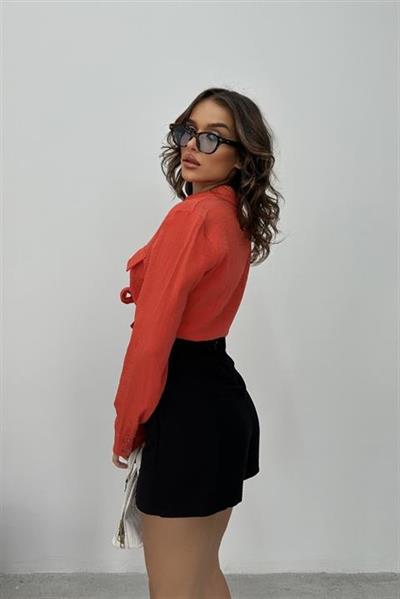 Clara Bağlamalı Keten Gömlek 3231-08