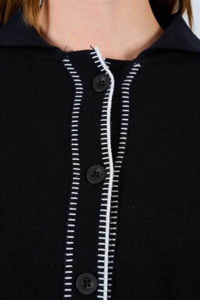 Çoban Dikişli Pantolon Takım - Siyah-Ekru