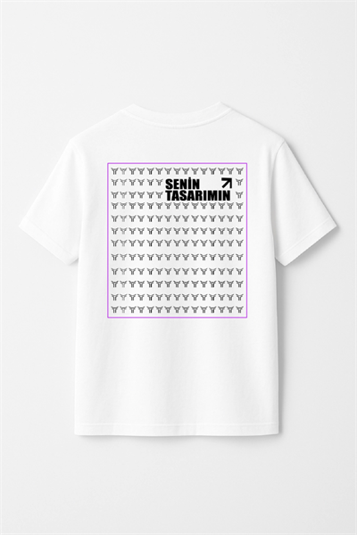 Çocuk Arka Sizin Tasarımınız Basic Tshirt - Beyaz