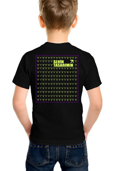 Çocuk Arka Sizin Tasarımınız Basic Tshirt - Siyah
