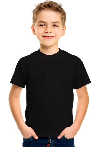 Çocuk Arka Sizin Tasarımınız Basic Tshirt - Siyah