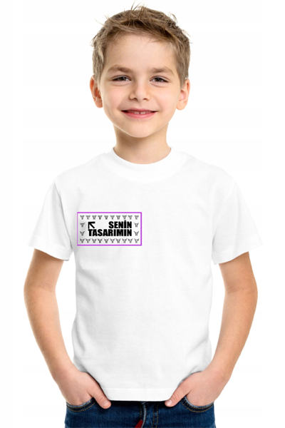 Çocuk Ön Arka Sizin Tasarımınız Basic Tshirt - Beyaz