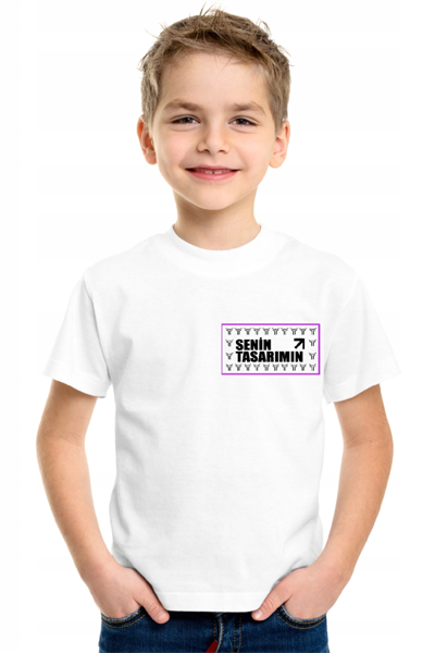 Çocuk Ön Arka Sizin Tasarımınız Basic Tshirt - Beyaz