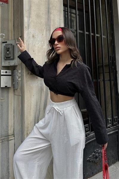 Coline Fistolu Crop Gömlek 3254-08
