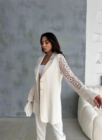 DANTEL PARÇALI KETEN CEKET - PANTOLON TAKIM - Ham