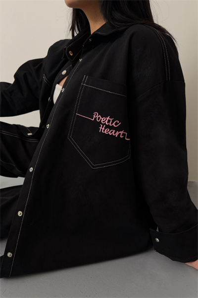 DENİM PUNTOLU GÖMLEK-PANTOLON TAKIM - Pembe