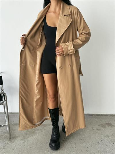 DERİ TRENÇKOT - Bej