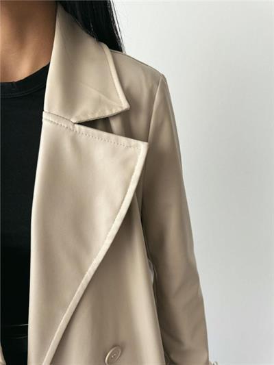 DERİ TRENÇKOT - Taş