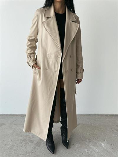 DERİ TRENÇKOT - Taş