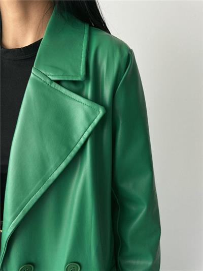 DERİ TRENÇKOT - Yeşil