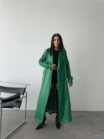 DERİ TRENÇKOT - Yeşil