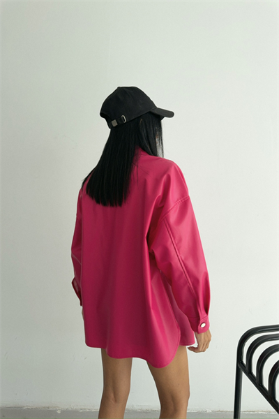 DÜĞMELİ DERİ GÖMLEK BOYFRİEND - Fuşya