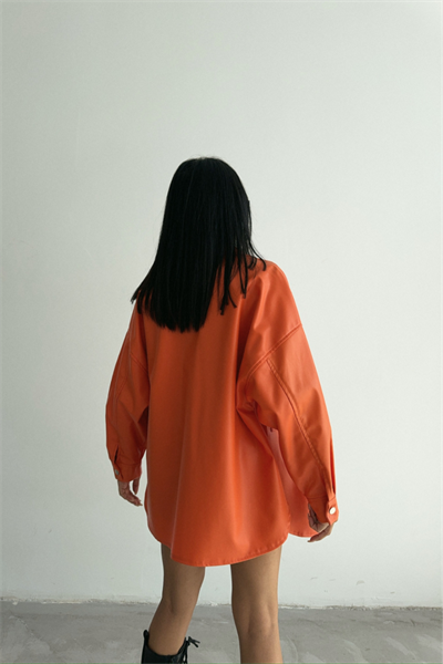 DÜĞMELİ DERİ GÖMLEK BOYFRİEND - Turuncu