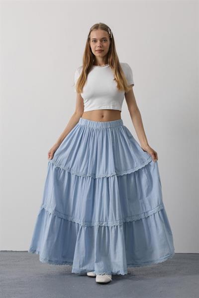 Dantel Detaylı Etek - Bebe Mavisi