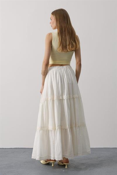 Dantel Detaylı Etek - Beyaz