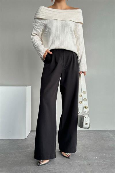 Degaje Yaka Fitilli Kazak - Krem